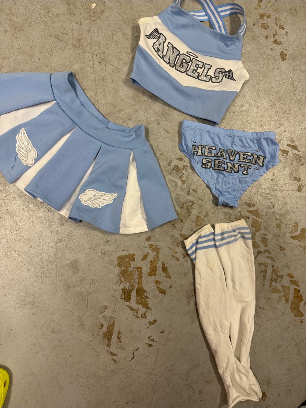 Light Blue & White Angels Cheerleader Outfit Costume Set - Size XS